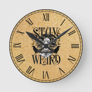 Bleib seltsam runde wanduhr