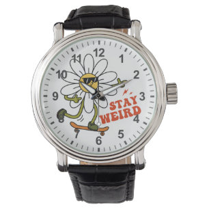 Bleib seltsam Skateboarding Gänseblümchen Armbanduhr
