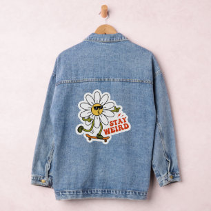 Bleib seltsam Skateboarding Gänseblümchen Jeansjacke