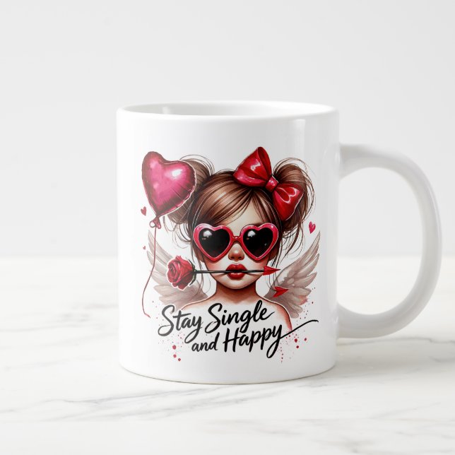 Bleib Single & Glücklich Jumbo-Tasse (Rechts)