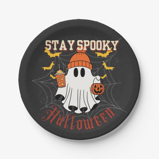 Bleib Spuky Geist Halloween Pappteller (Vorderseite)