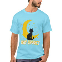 Bleib Spuky Schwarze Katze Mond Shirt - Süße Retro
