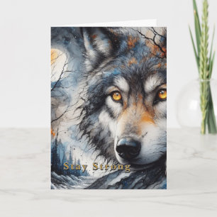 Bleib Stark Christliche Wolf-Karte Editierbar Karte