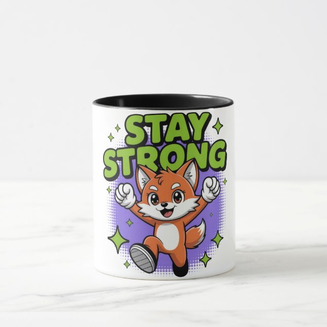 Bleib Starkes Positives Cartoon-Design Tasse (Zentrum)