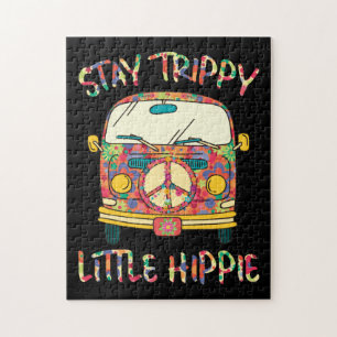 Bleib trippy, kleiner Hippie, Vintage-Friedenszeic Puzzle