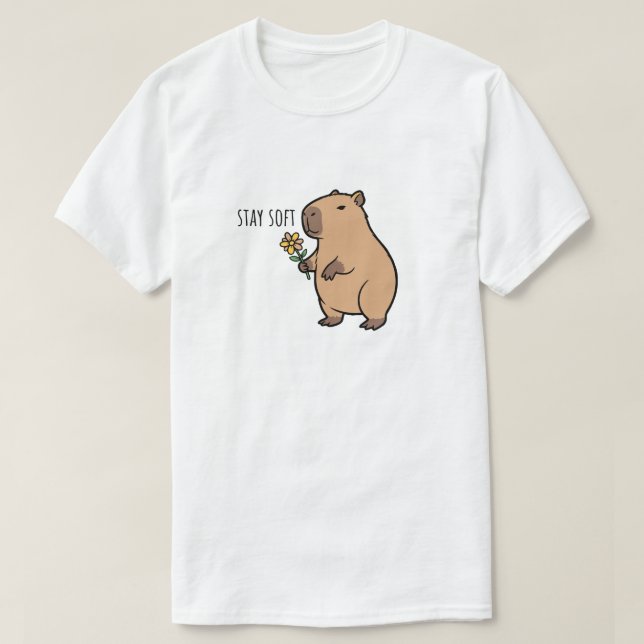 Bleib weich Capybara Illustration Tier  T-Shirt (Design vorne)