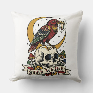 Bleib Weird Dreiaugige Krähe Kristall-Tattoo-Flash Kissen