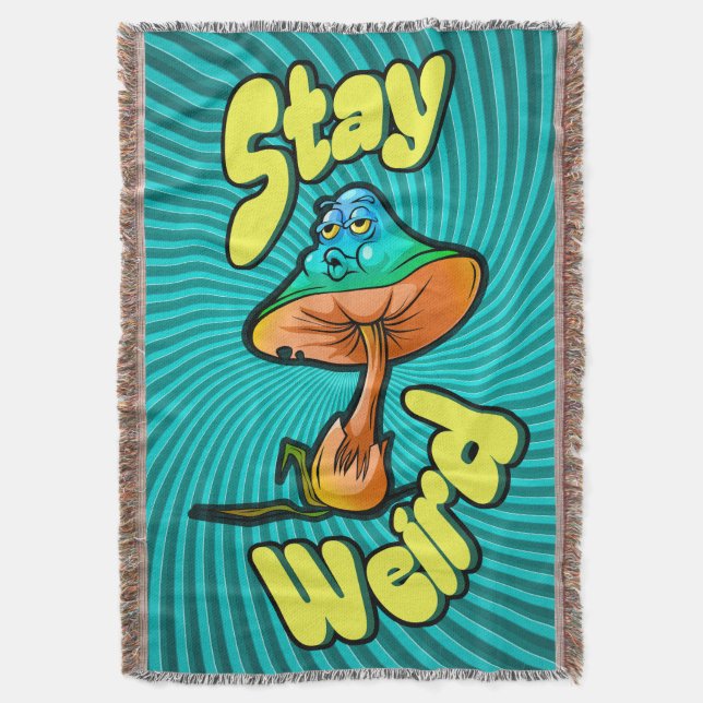 Bleib Weird Psychedelischer Pilz mit Spiral-Hinter Decke (Vorderseite Vertikal)