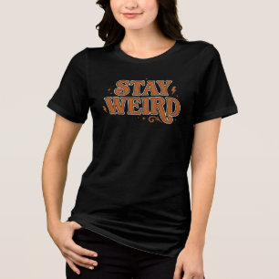 Bleib Weird Retro 70er Jahre Groovy Typografie - V Tri-Blend Shirt
