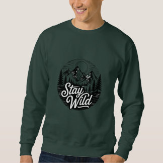 Bleib wild Berge Wald Vintage-Wanderemblem Sweatshirt