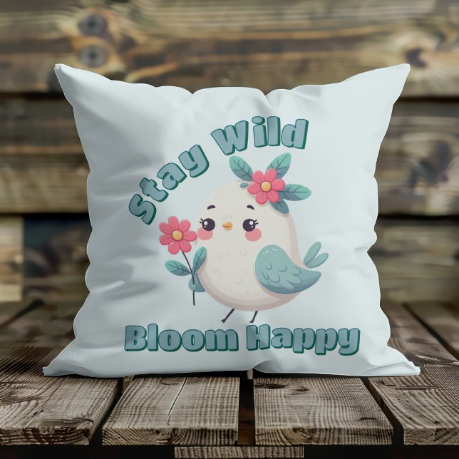 Bleib wild, blühe glücklich kissen (Von Creator hochgeladen)