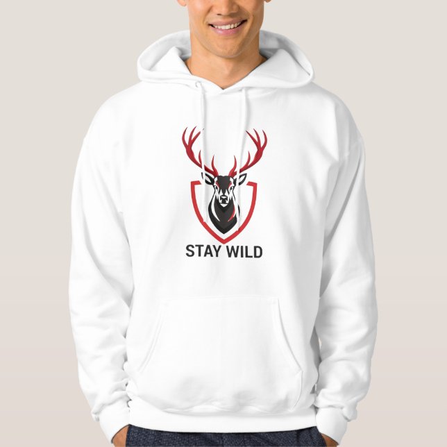 Bleib Wild Hirschkopf Hoodie (Vorderseite)