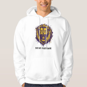 Bleib wild Löwe Grafik Wilder Alpha Löwe Hoodie