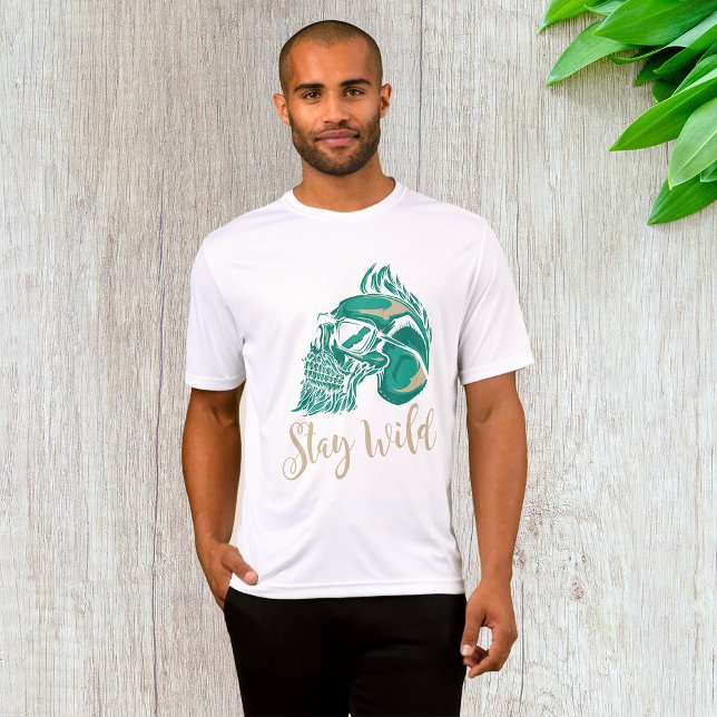Bleib Wild Moderner Bärtiger Totenkopf T-Shirt (Von Creator hochgeladen)