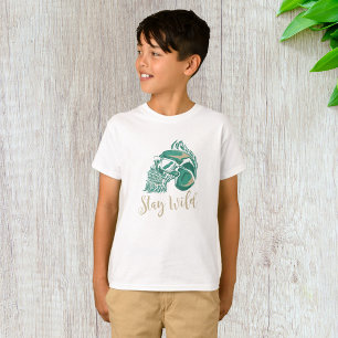 Bleib Wild Moderner Bärtiger Totenkopf T-Shirt