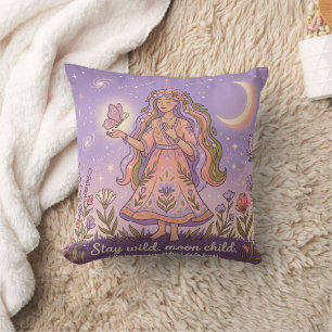 Bleib wild, Mondkind, Celestial Boho Kissenhülle — Kissen