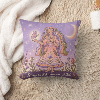 Bleib wild, Mondkind, Celestial Boho Kissenhülle — Kissen