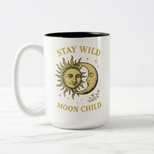 Bleib wild, Mondkind-Kunst Zweifarbige Tasse