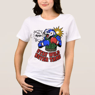 Bleib Wild Niemals Zahm Boxer Dachs Grafik T-Shirt Tri-Blend Shirt