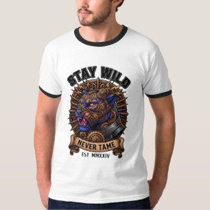 Bleib wild, niemals zahm Mechanischer Panther T-Shirt