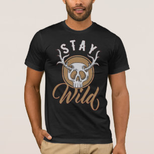 Bleib wild - Retro-Hirschschädel-Vintage-T-Shirt T-Shirt