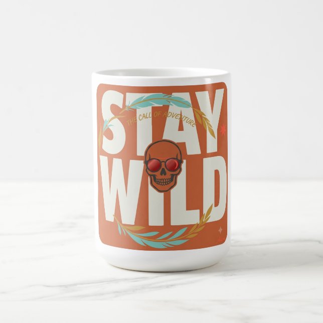 Bleib Wild Skull Langarmshirt Kaffeetasse (Mittel)