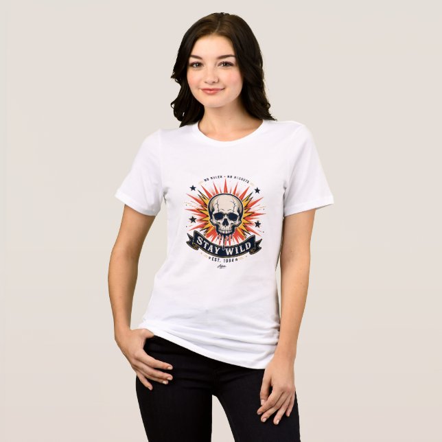 Bleib Wild Skull T-Shirt Tri-Blend Shirt (Vorderseite voll)