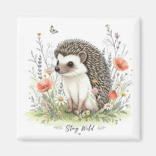 Bleib wild Süßer Igel Wald Magnet