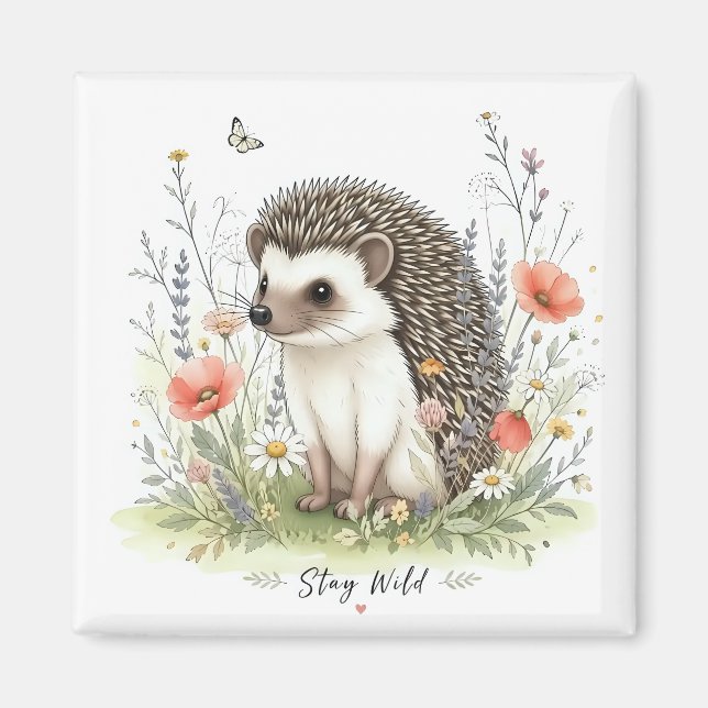 Bleib wild Süßer Igel Wald  Magnet (Vorne)