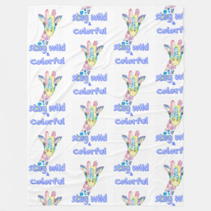Bleib wild und bunt – Süße bunte Giraffe Aquarell Fleecedecke