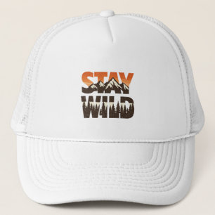 Bleib Wild Vintage Bergwald Abenteuer Truckerkappe