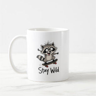 Bleib wild, Waschbär auf Skateboard Kaffeetasse