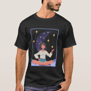 Bleib wildes Mondkind Hippie, das auf zunehmendem T-Shirt