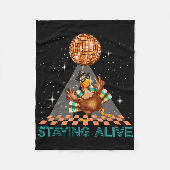 Bleibe Alive Disco 70er Türkei Erntedank Dance Fleecedecke (Vorderseite)