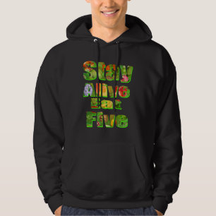 Bleibe Alive Eat Five Fruit Veg Logo Hoodie