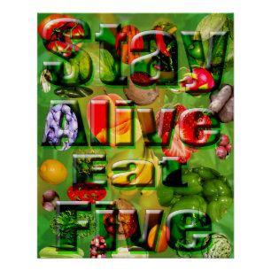 Bleibe Alive Eat Five Fruit Veg Logo Picture, Poster