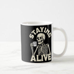 Bleibe Alive Funny Halloween Skeleton Drinking Co Kaffeetasse