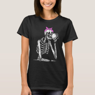 Bleibe Alive Skeleton Drink Kaffee Sonniges Skelet T-Shirt