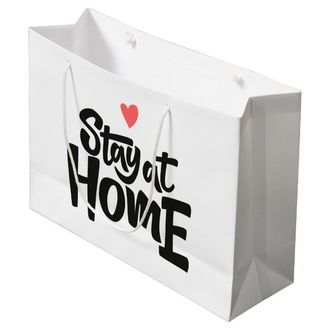 Bleibe am Herzen der Zuhause Große Geschenktüte (Vorderseite Schrägansicht)