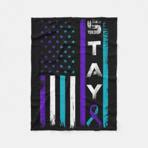 Bleibe Aquamariner Lila Ribbon US-Flagge Suizidprä Fleecedecke