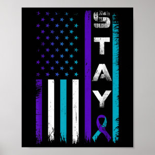 Bleibe Aquamariner Lila Ribbon US-Flagge Suizidprä Poster