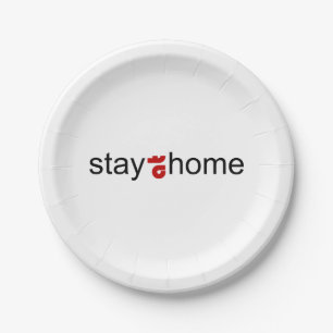 Bleibe auf Zuhause Pappteller