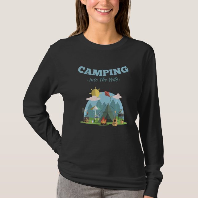 Bleibe Bergwald Wandern Camping T-Shirt (Vorderseite)
