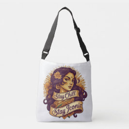 Bleibe Chill, Bleibe Ikonisch - Vintag Inspiriert Tragetaschen Mit Langen Trägern