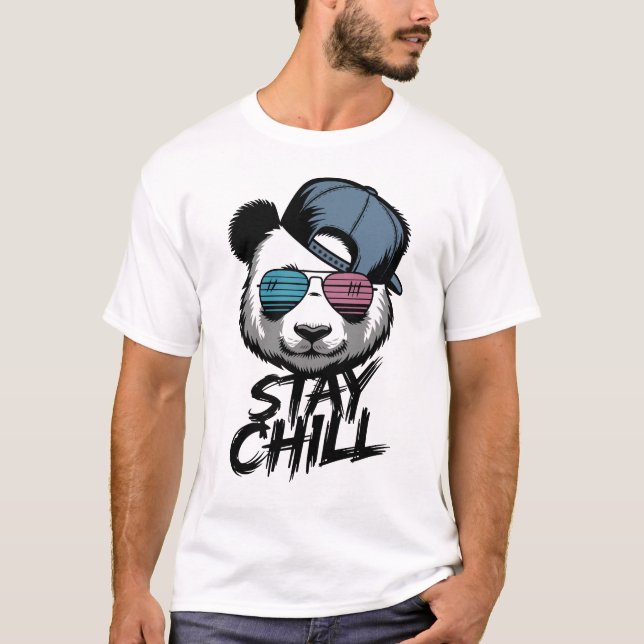Bleibe Chill Cool Panda mit Shades T-Shirt (Vorderseite)