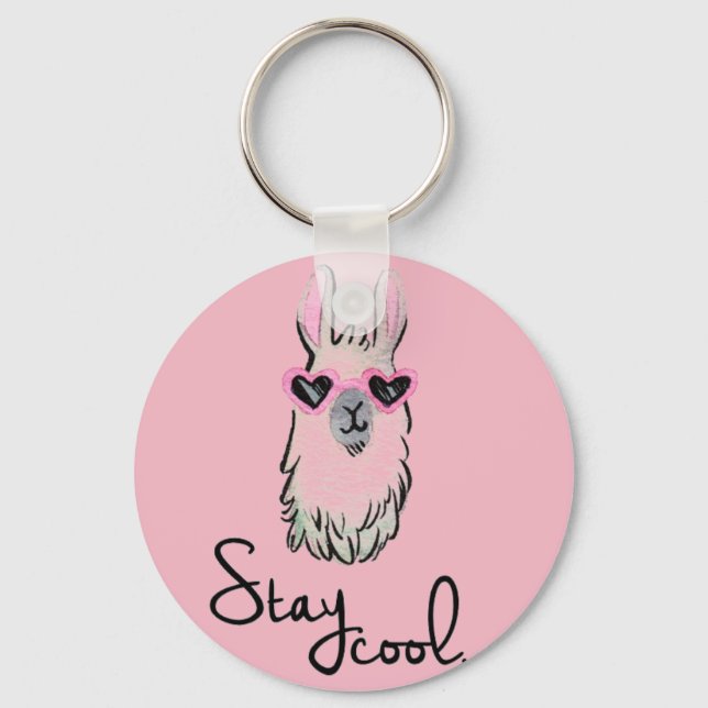 Bleibe Cool Llama Schlüsselanhänger (Vorderseite)