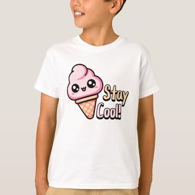 Bleibe Cool! Niedliche Eiscreme T-Shirt (Vorderseite)