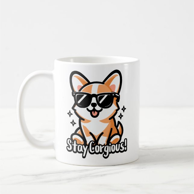 Bleibe Corgious! Niedlicher Cogri Dog Pub Kaffeetasse (Links)