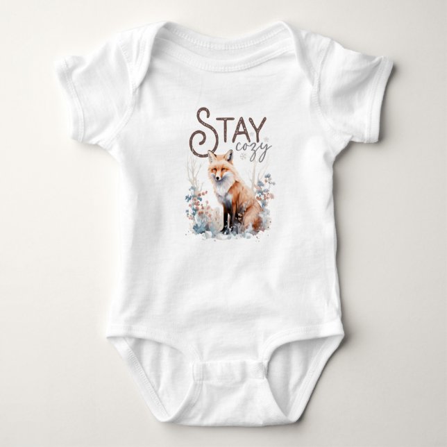 Bleibe Cosy Woodland Fox Weihnachten Baby Strampler (Vorderseite)