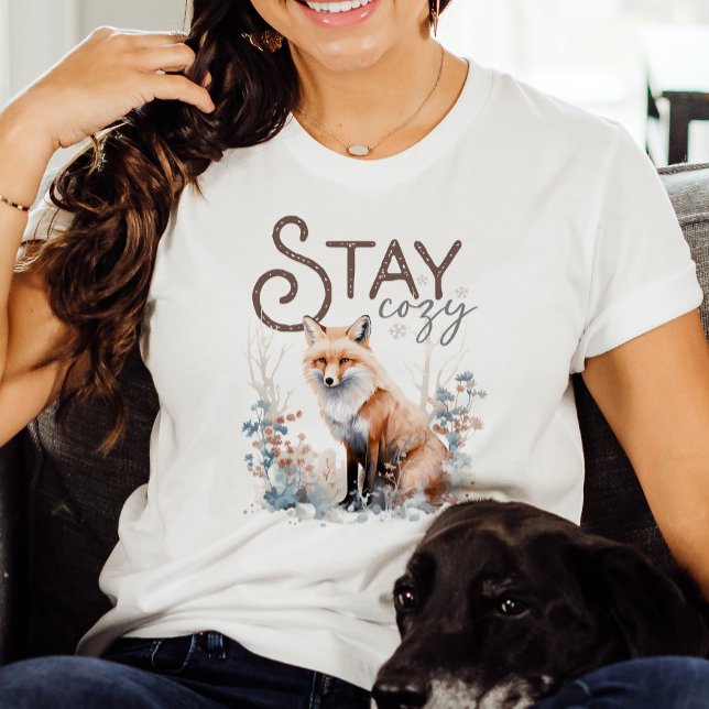 Bleibe Cosy Woodland Fox Weihnachten T-Shirt (Von Creator hochgeladen)